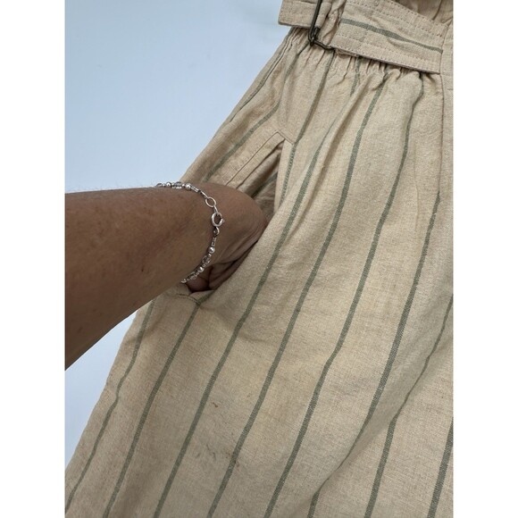 90s VTG Style Linen Cotton High Waist Mom Shorts Size 26/S Vintage yellow stripe - Picture 5 of 11